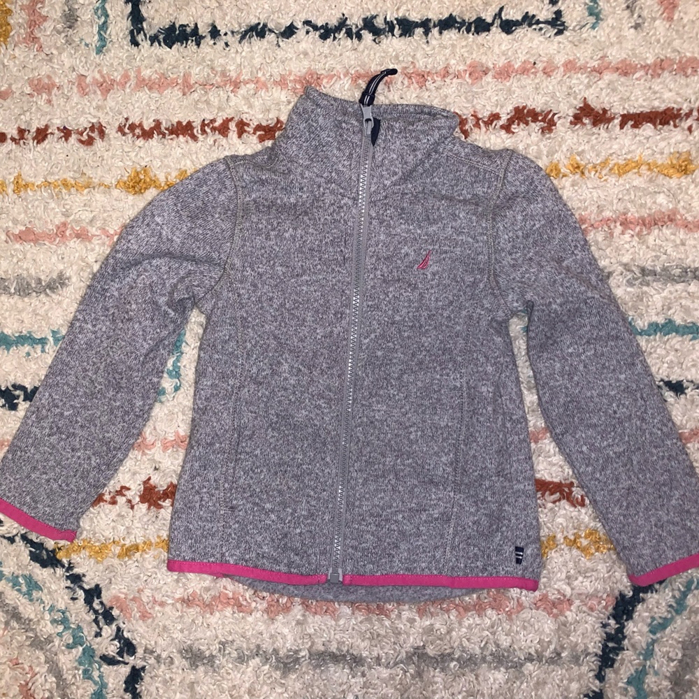 Nautica Heather Gray and Pink Crew Neck Sweater